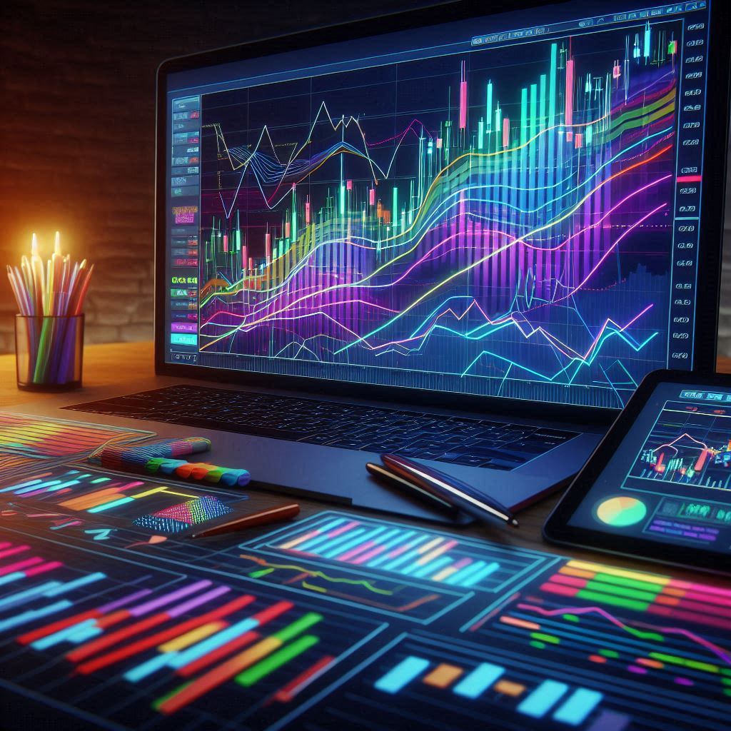 candlestick charts on large monitor